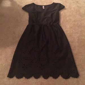 xhilaration black dress with scalloped detailing